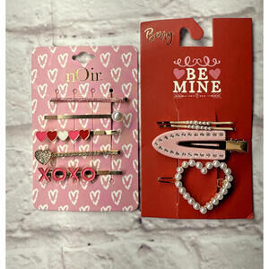 NWT Valentines Day Heart XO Hair Clip Bundle
